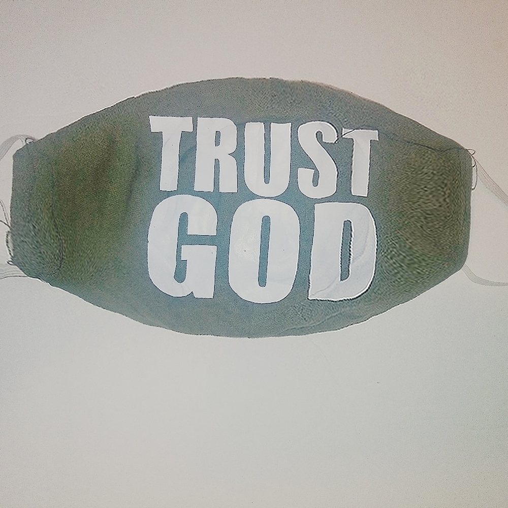 Masks; Handmade "Trust God" olive green